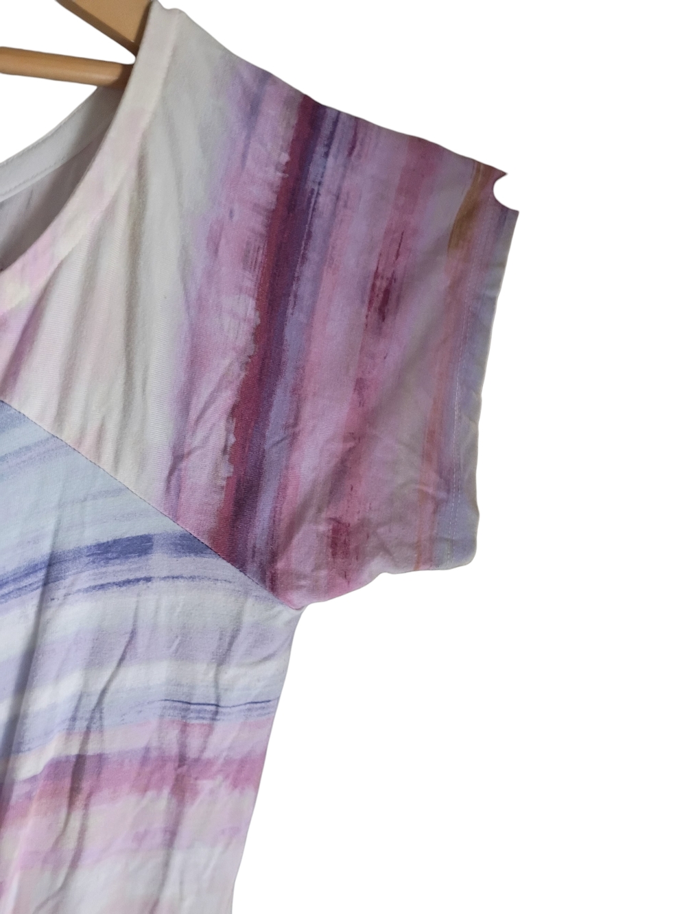 Torrid Asymmetrical Pastel Striped Boatneck Top - Pink, Purple, Cream Size 1X - Picture 2 of 5